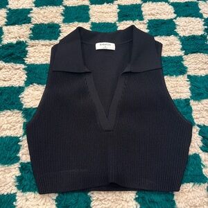 Aritzia Babaton Sculpt Knit Polo, Black, Size M